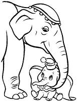 coloriage dumbo sous la trompe de sa maman